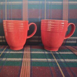 Signature Living Red Stoneware Coffee Mugs Cups‎ Set of 2 replacement holiday